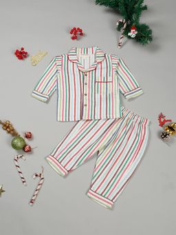LITTLE GINNIE - Kids Colorful Stripes Winter Night Suit