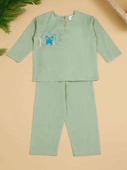 LITTLE GINNIE - Kids Crab-Printed Pure Cotton Night Suit