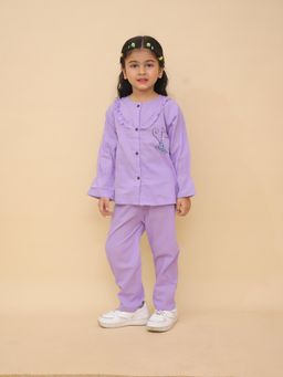LITTLE GINNIE - Kids Cat-Printed Pure Cotton Night Suit For Girls