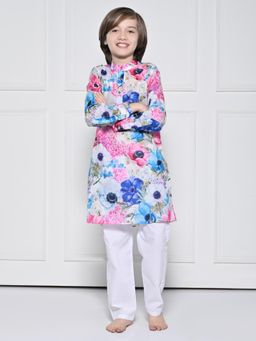 THE PONY & PEONY CO. - THE PONY AND PEONY CO. Bright Poppy Kurta With Pyjama For Boys
