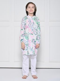 THE PONY & PEONY CO. - THE PONY AND PEONY CO. Samar - A White Kurta With Pyjama For Boys