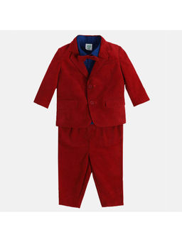 MINI KLUB - Boys Red Coordinate Blazer with Shirt, Bottom and Bow (Set of 4)