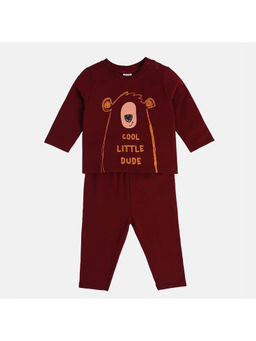 MINI KLUB - Boys Maroon Top and Bottom (Set of 2)