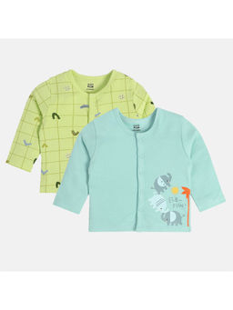 MINI KLUB - Boys Green/Blue Front Open Vest T-Shirt (Pack of 2)