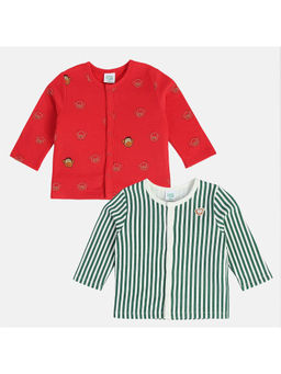 MINI KLUB - Boys Red/Green Front Open Vest T-Shirt (Pack of 2)