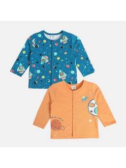 MINI KLUB - Boys Blue/Orange Front Open Vest T-Shirt (Pack of 2)