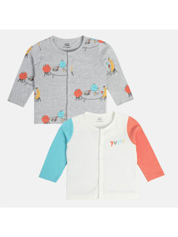 MINI KLUB - Boys Grey/White Front Open Vest T-Shirt (Pack of 2)