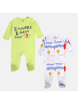 MINI KLUB - Boys Green/White Sleep Suit (Pack of 2)