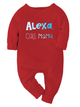 Zeezeezoo - Full Sleeves Alexa, Call Mamu Printed Baby Bodysuit - Red
