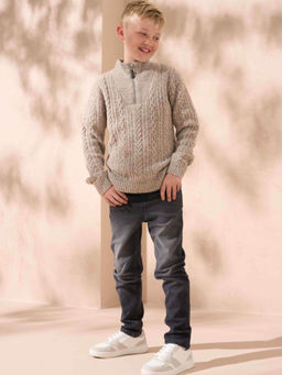 ANGEL & ROCKET - Cable Zip Neck Sweater