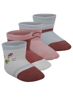 Baby Moo - Nature Print Soft Socks - Red, White (Pack of 4)