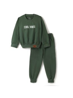 FUNKRAFTS - Kids Loop Knit Typographic Sweatshirt & Jogger - Green (Set of 2)