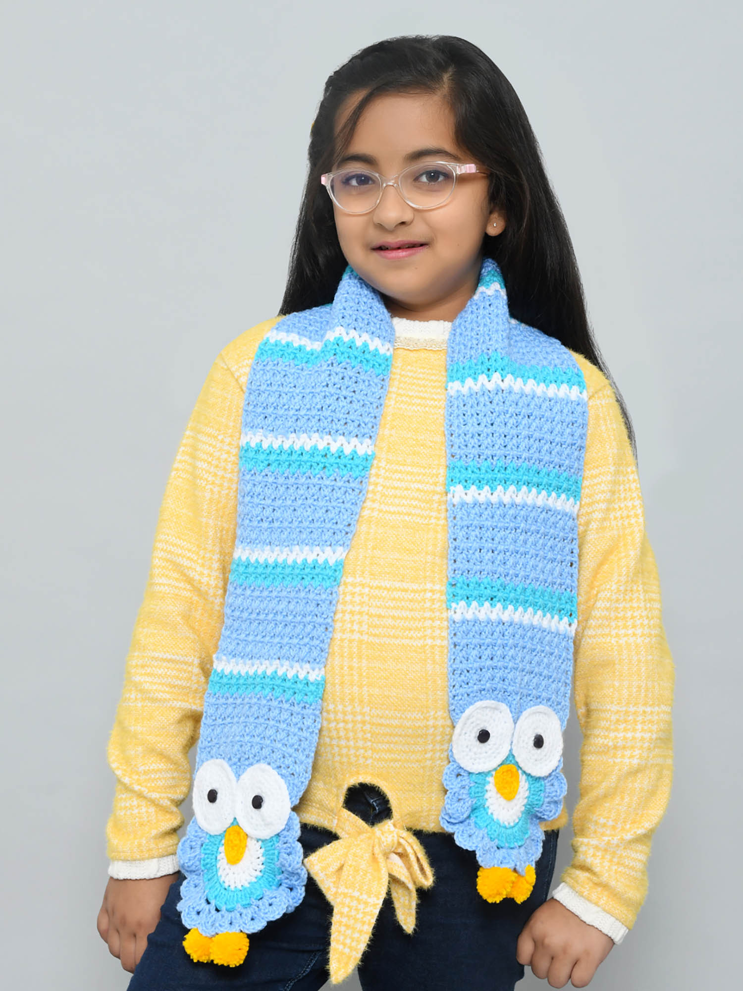 Buy FUNKRAFTS Handmade Woolen Knitted Owl Face Muffler for Boys