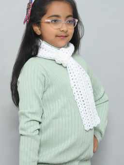 FUNKRAFTS - Handmade Woolen Knitted Boys & Girls Muffler - White