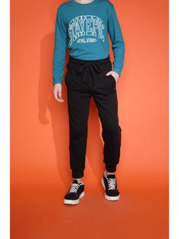 Lil Tomatoes - Boys Light Weight Printed Cotton Looper Joggers - Black