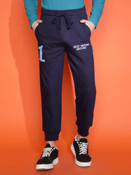 Lil Tomatoes - Boys Light Weight Printed Cotton Looper Joggers - Navy