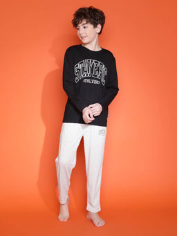 Lil Tomatoes - Boys Printed Drawstring Cotton Night Suits - Black (Set of 2)