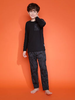 Lil Tomatoes - Boys Camouflage Cotton Night Suits - Black (Set of 2)