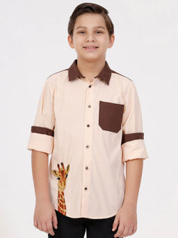 Kate & Oscar - Boys Long Sleeve Shirt with Giraffe Embroidery