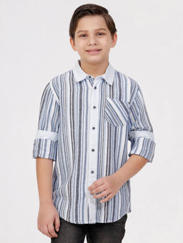 Kate & Oscar - Boys Long Sleeve Shirt with Contrast Stripes Collar and Cuff