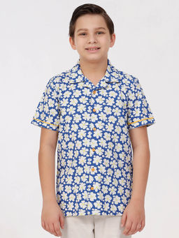Kate & Oscar - Boys Short Sleeve Printed Shirt with Open Collar