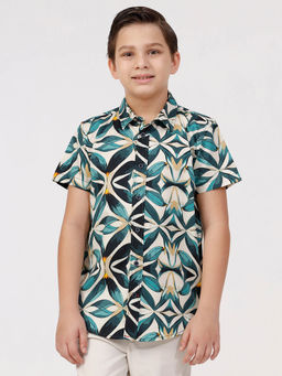 Kate & Oscar - Boys Short Sleeve All Over Printed Shirt