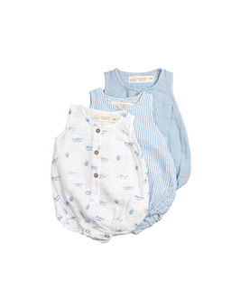 Masilo - Organic Muslin Baby Romper - Sea Breeze