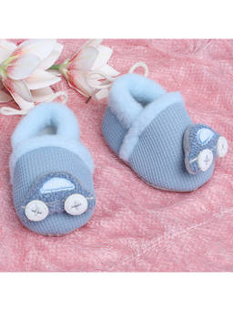 Baby Moo - 3D Car Soft Slip-On Anti-Skid Plush Warm Booties - Blue