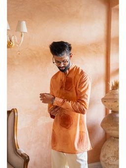DRAGIT - Peach Coffee Stains Kurta
