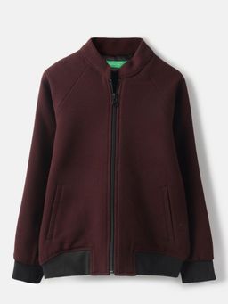 United Colors of Benetton - Wine High Neck Textured Light Weight Jacket