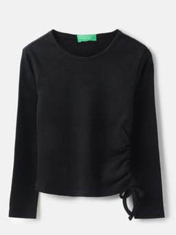 United Colors of Benetton - Black Regular Fit Round Neck Solid Top