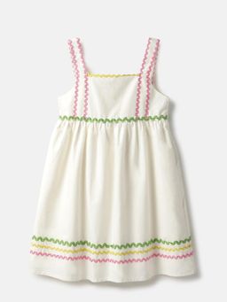 United Colors of Benetton - White Square Neck Chevron Zig Zag Ricrack Lace Mini Dress