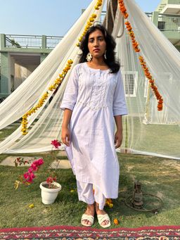 Zuri - Purple Tribal Embroidered Cotton Co-ord