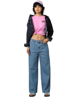 ONLY - Women Embellished Pink T-Shirt