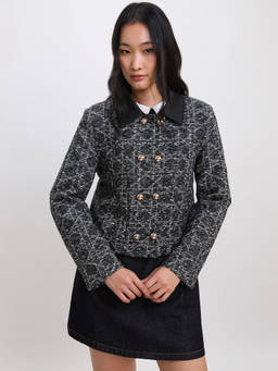 Pomelo - Tweed Crop Jacket - Black