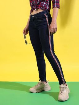 PINACOLADA - Womens Side-Striped Skinny Fit Denim Jeans