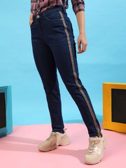 PINACOLADA - Womens Side-Striped Skinny Fit Denim Jeans