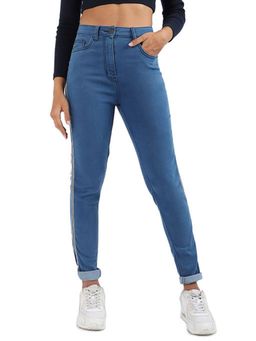PINACOLADA - Womens Light Blue Pencil Side-Striped Denim Jeans