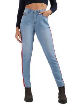 PINACOLADA - Womens Light Blue Contrast Side-Striped Denim Jeans