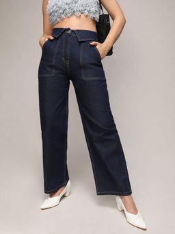PINACOLADA - Womens Dark Blue Collared Denim Jeans
