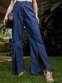 PINACOLADA - Women Indigo Blue Harlequin-Distressed Denim Jeans