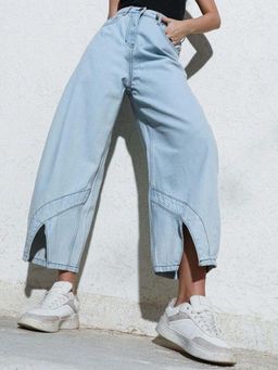 PINACOLADA - Women's Light Blue Light-Wash Barrel Denim Jeans