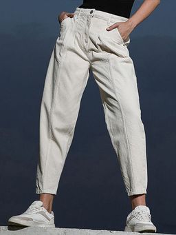 PINACOLADA - Women's Ecru White Dark-Wash Tapered Denim Jeans