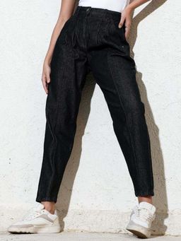 PINACOLADA - Women's Charcoal Black Dark-Wash Tapered Denim Jeans