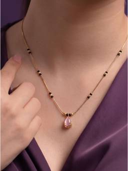 Gahan - Graceful Gold Mangalsutra Featuring Multiple Pendants with Elegant Crystal for Women