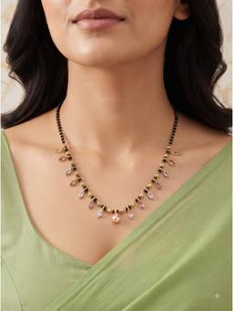 Gahan - Elegant Gold Plated Black Beaded Mangalsutra for Women