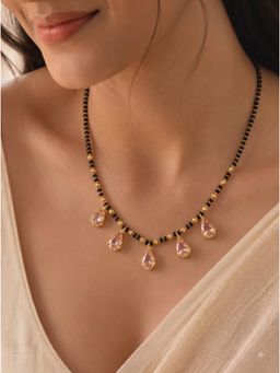 Gahan - Elegant Gold Plated Pink Beaded Mangalsutra for Women