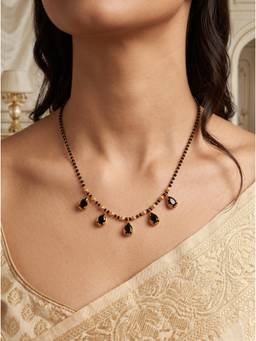 Gahan - Elegant Gold Plated Black Beaded Mangalsutra for Women