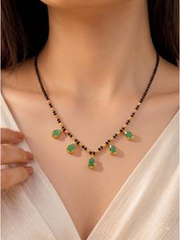 Gahan - Elegant Gold Plated Green Beaded Mangalsutra for Women
