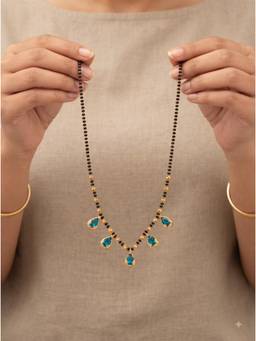 Gahan - Elegant Gold Plated Blue Beaded Mangalsutra for Women